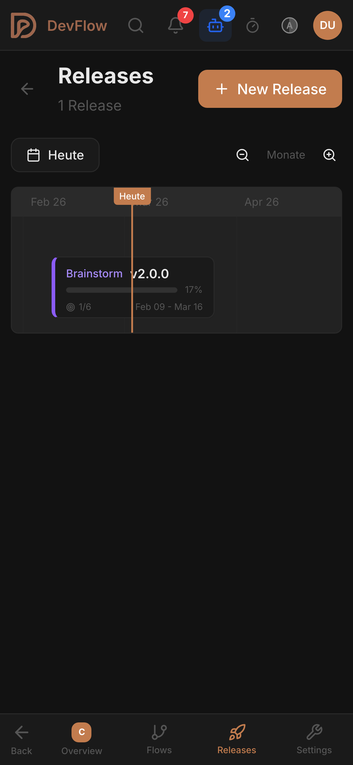 DevFlow releases on mobile